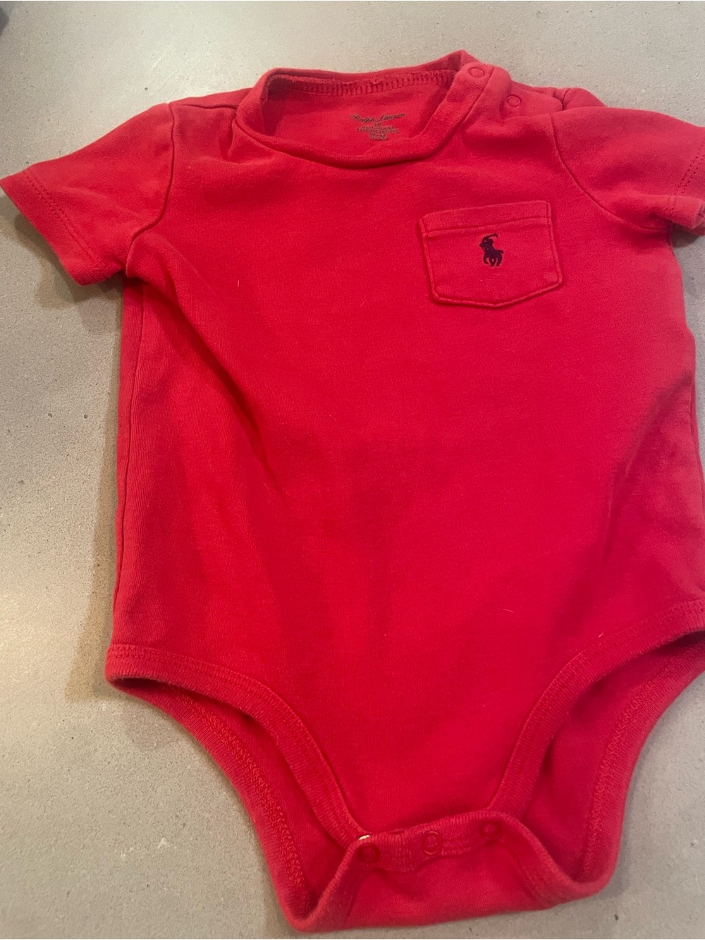 Ralph Lauren Red Short-Sleeve Baby One-Piece Bodysuit